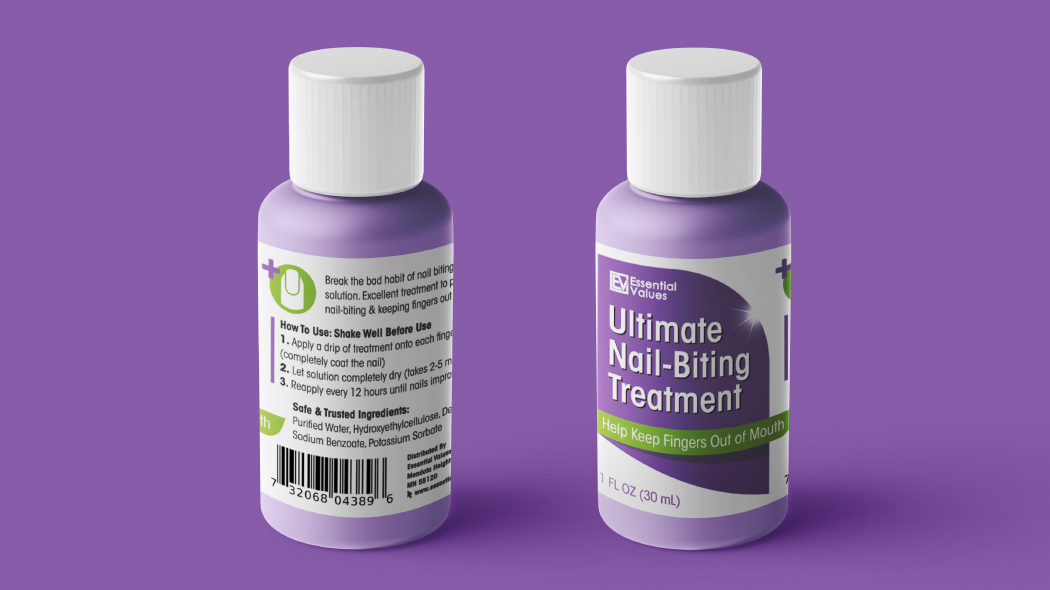nail biting treatment label design