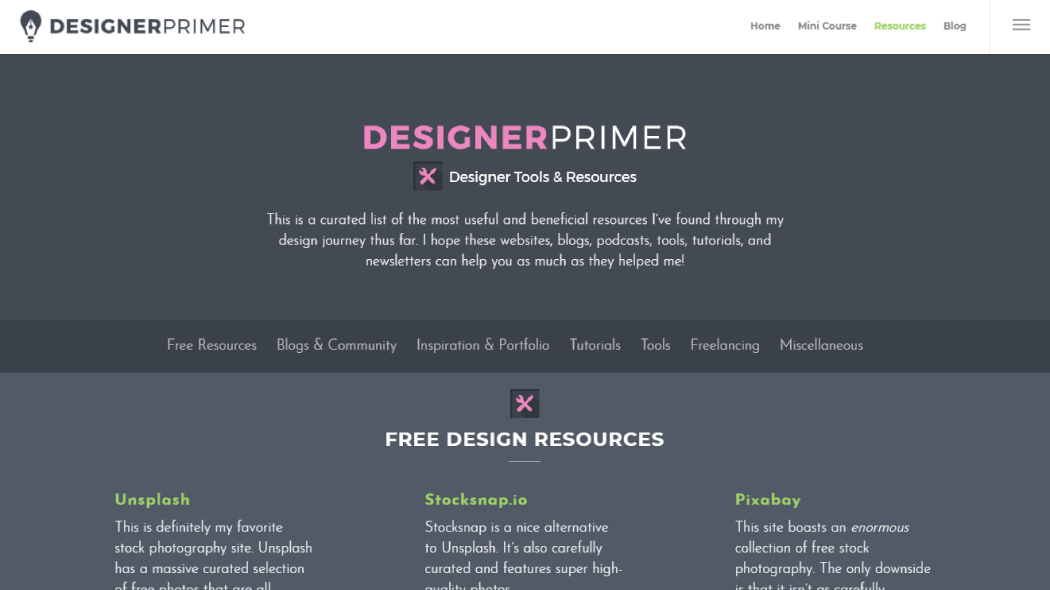 designer primer resources page ui design
