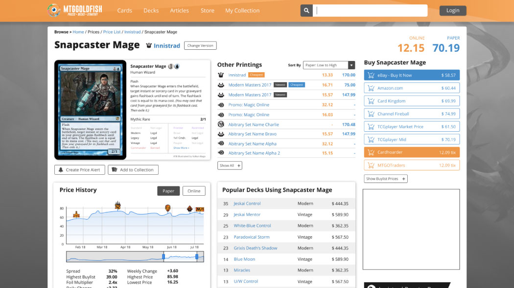 mtggf website ui redesign card information